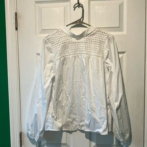 White Eyelet large Top Ella Rafaela top blouse long sleeve cottagecore fantasy